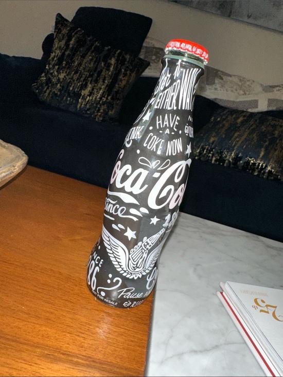 Coca Cola Other - Coca Cola Black Bottle with White Graphic and Red Cap